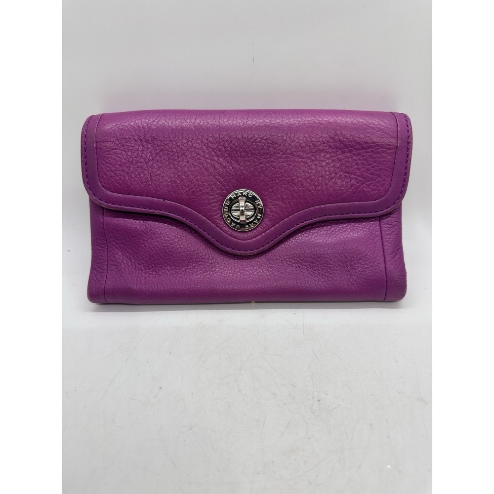 Marc by‎ Marc Jacobs Purple Pebbled Leather Turnlock Flap Continental Wallet
